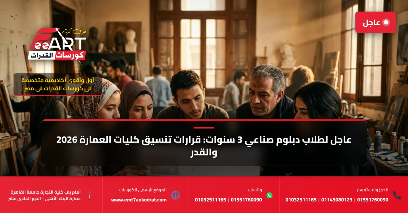 تنسيق كليات العمارة للدبلوم الفني الصناعي 2026 - فري آرت أكاديمية القدرات