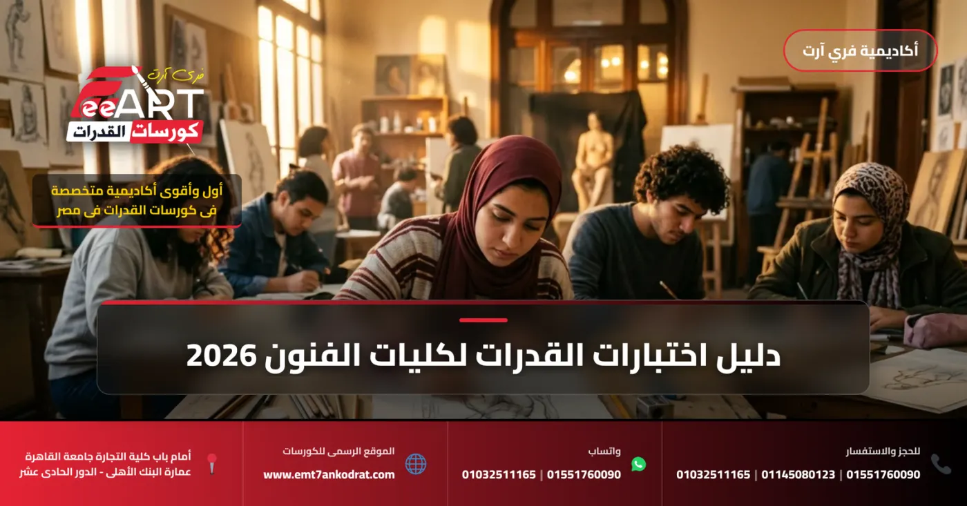 امتحان قدرات فنون جميلة وعمارة 2026 - فري آرت أكاديمية القدرات